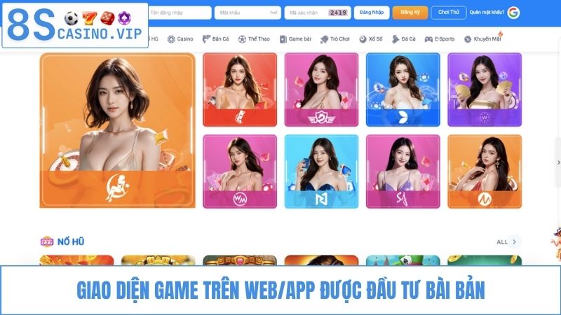 Giao diện web/app 8S Casino