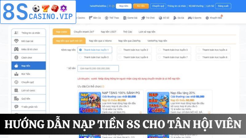 Tìm hiểu cách nạp tiền 8S